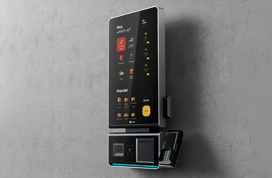 Menú digital mostrado en un kiosk self service