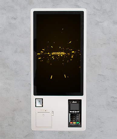 Diseño elegante de un kiosk self service con lector de tarjetas