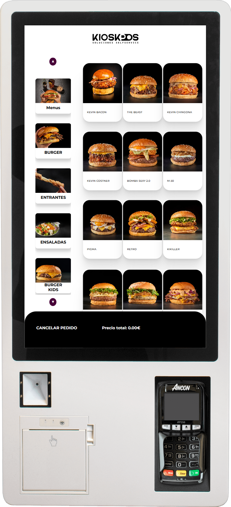 Pantalla táctil de un kiosk self service moderno